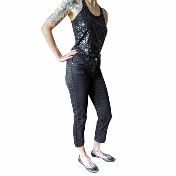 Suko Jeans Black velvet animal leopard print skiny jeans - Picture 7 of 15